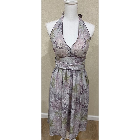 To the Max Dresses & Skirts - Halter V-Neck Y2K Chiffon Midi Dress Women's Size 6 Built in Bra Purple Lavender